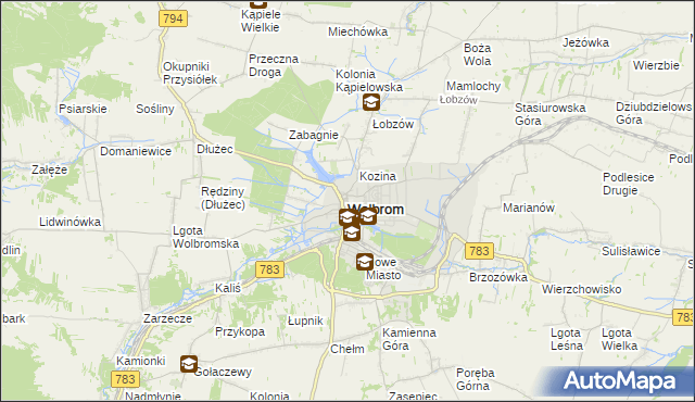 mapa Wolbrom, Wolbrom na mapie Targeo