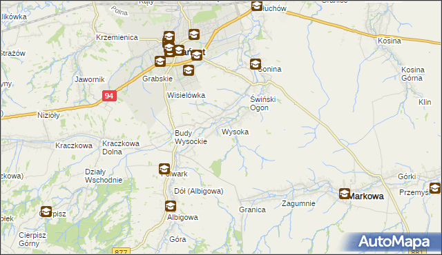 mapa Wysoka gmina Łańcut, Wysoka gmina Łańcut na mapie Targeo