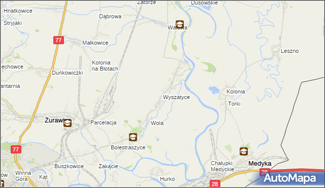 mapa Wyszatyce, Wyszatyce na mapie Targeo