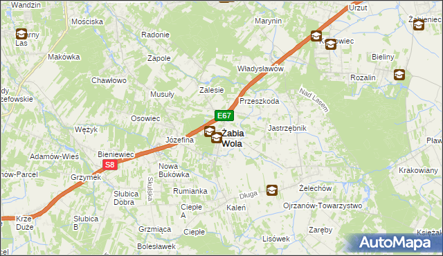 mapa Żabia Wola powiat grodziski, Żabia Wola powiat grodziski na mapie Targeo