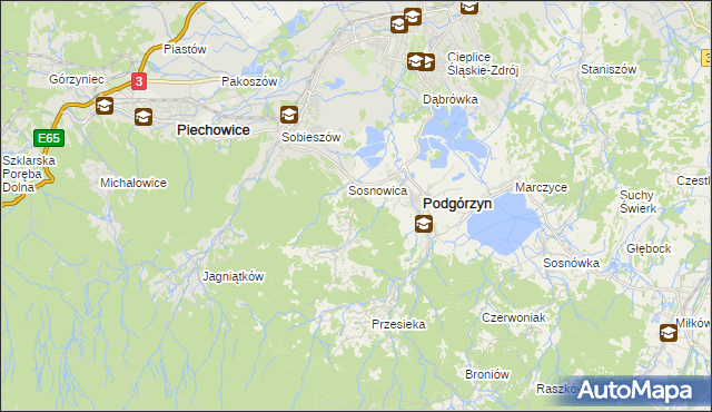 mapa Zachełmie gmina Podgórzyn, Zachełmie gmina Podgórzyn na mapie Targeo