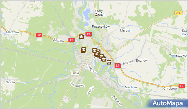 mapa Żagań, Żagań na mapie Targeo