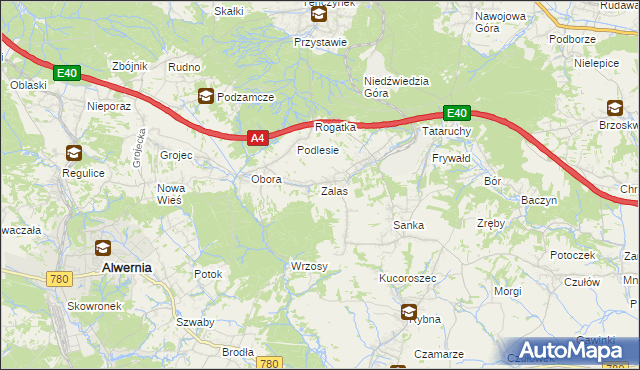 mapa Zalas gmina Krzeszowice, Zalas gmina Krzeszowice na mapie Targeo