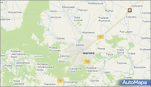 mapa Zaldów, Zaldów na mapie Targeo