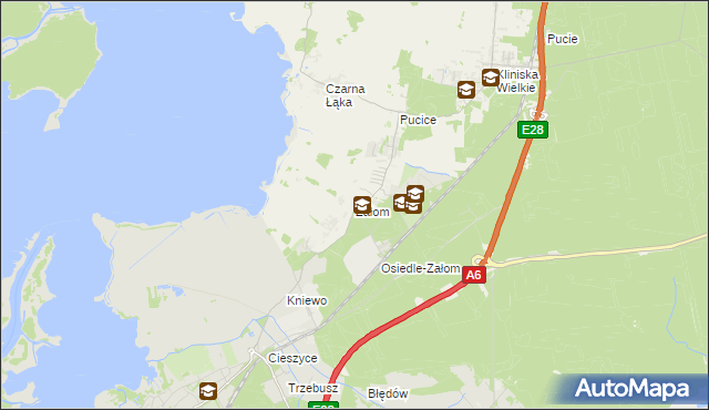 mapa Załom gmina Goleniów, Załom gmina Goleniów na mapie Targeo