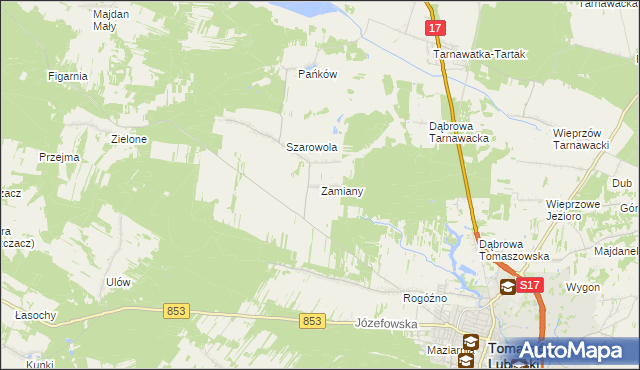 mapa Zamiany, Zamiany na mapie Targeo