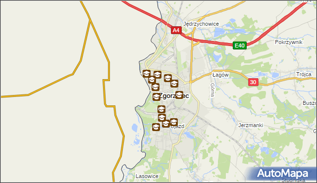 mapa Zgorzelec, Zgorzelec na mapie Targeo