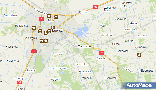 mapa Zielkowice, Zielkowice na mapie Targeo