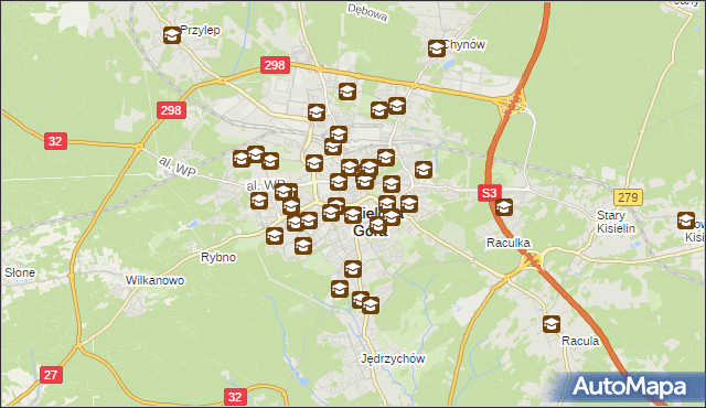mapa Zielona Góra, Zielona Góra na mapie Targeo