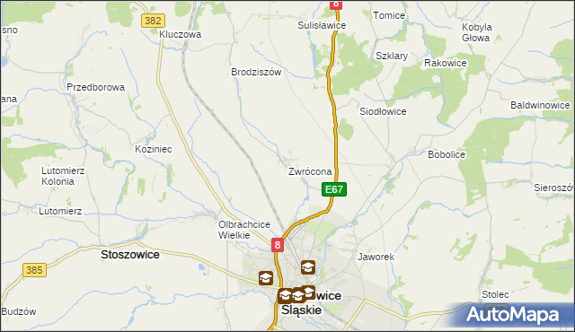 mapa Zwrócona, Zwrócona na mapie Targeo