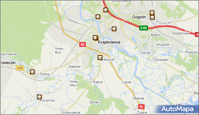 mapa Żywocice, Żywocice na mapie Targeo