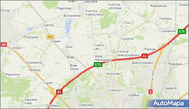 mapa Wola Hankowska, Wola Hankowska na mapie Targeo