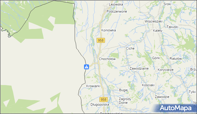 mapa Chochołów gmina Czarny Dunajec, Chochołów gmina Czarny Dunajec na mapie Targeo