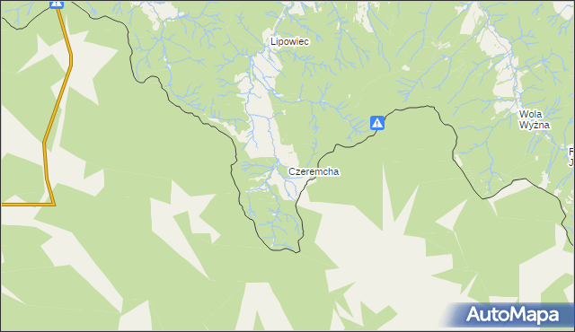 mapa Czeremcha gmina Jaśliska, Czeremcha gmina Jaśliska na mapie Targeo