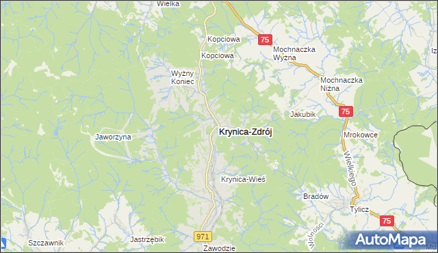 mapa Krynica-Zdrój, Krynica-Zdrój na mapie Targeo