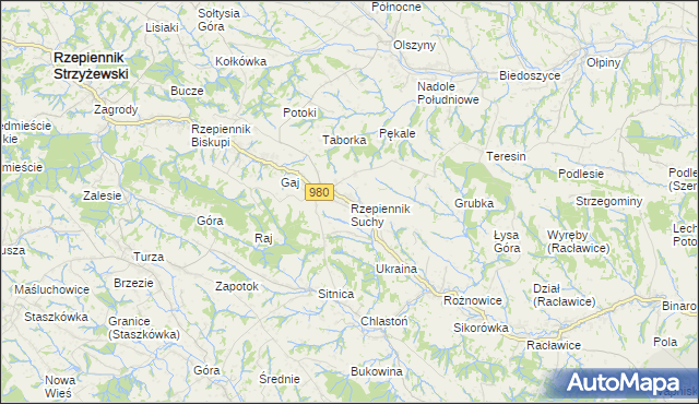 mapa Rzepiennik Suchy, Rzepiennik Suchy na mapie Targeo