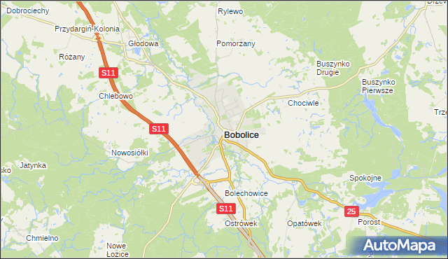 mapa Bobolice powiat koszaliński, Bobolice powiat koszaliński na mapie Targeo