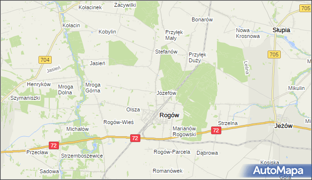 mapa Józefów gmina Rogów, Józefów gmina Rogów na mapie Targeo