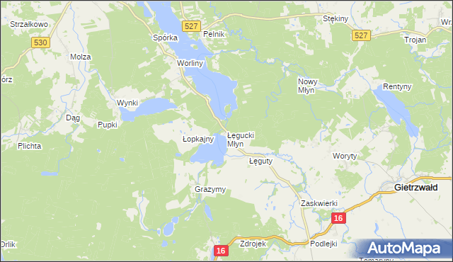 mapa Łęgucki Młyn, Łęgucki Młyn na mapie Targeo