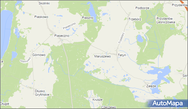 mapa Maruszewo gmina Kozielice, Maruszewo gmina Kozielice na mapie Targeo