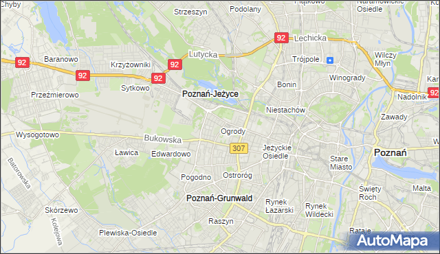 mapa Ogrody gmina Poznań, Ogrody gmina Poznań na mapie Targeo