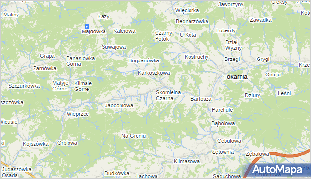 mapa Skomielna Czarna, Skomielna Czarna na mapie Targeo