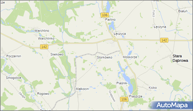 mapa Storkówko, Storkówko na mapie Targeo