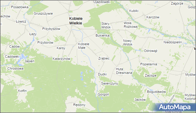 mapa Zrąbiec, Zrąbiec na mapie Targeo