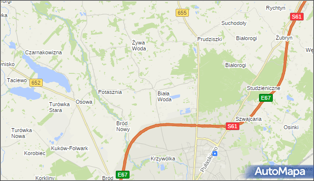 mapa Biała Woda gmina Suwałki, Biała Woda gmina Suwałki na mapie Targeo