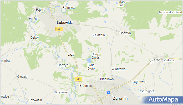 mapa Biały Dwór gmina Lubowidz, Biały Dwór gmina Lubowidz na mapie Targeo