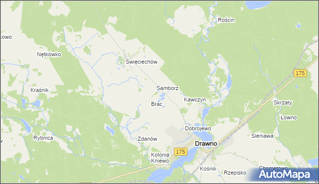 mapa Kępa gmina Drawno, Kępa gmina Drawno na mapie Targeo