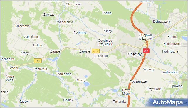 mapa Korzecko, Korzecko na mapie Targeo