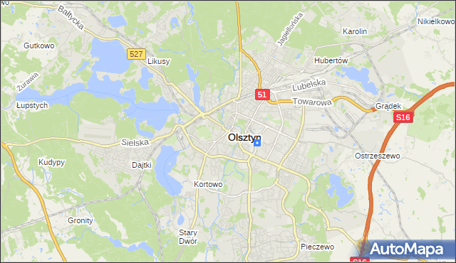 mapa Olsztyna, Olsztyn na mapie Targeo