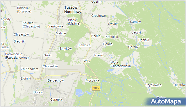 mapa Trześń gmina Mielec, Trześń gmina Mielec na mapie Targeo