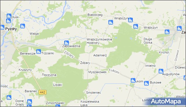 mapa Adamierz gmina Zagórów, Adamierz gmina Zagórów na mapie Targeo