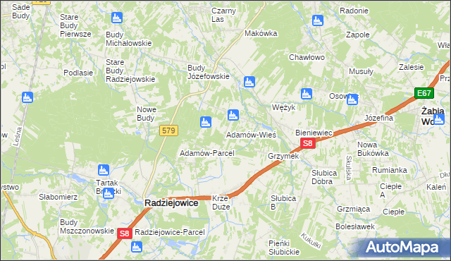 mapa Adamów-Wieś, Adamów-Wieś na mapie Targeo