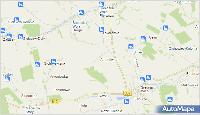 mapa Adamówka gmina Żółkiewka, Adamówka gmina Żółkiewka na mapie Targeo
