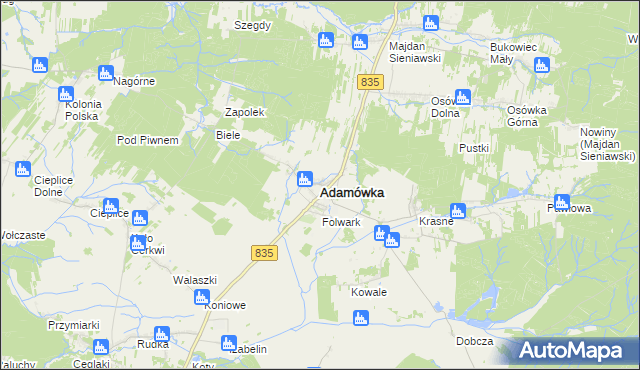 mapa Adamówka powiat przeworski, Adamówka powiat przeworski na mapie Targeo