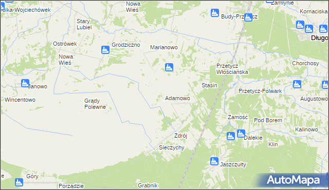 mapa Adamowo gmina Długosiodło, Adamowo gmina Długosiodło na mapie Targeo