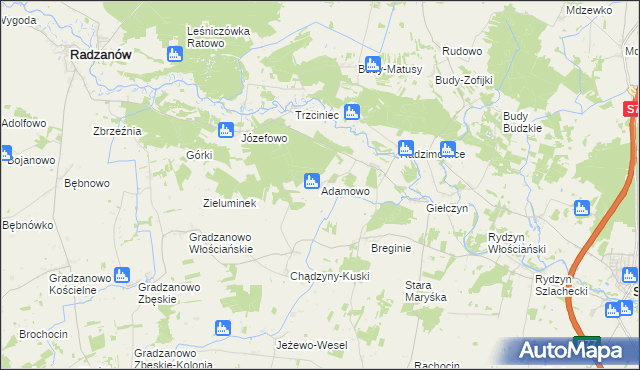 mapa Adamowo gmina Strzegowo, Adamowo gmina Strzegowo na mapie Targeo