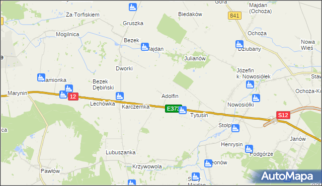mapa Adolfin gmina Siedliszcze, Adolfin gmina Siedliszcze na mapie Targeo