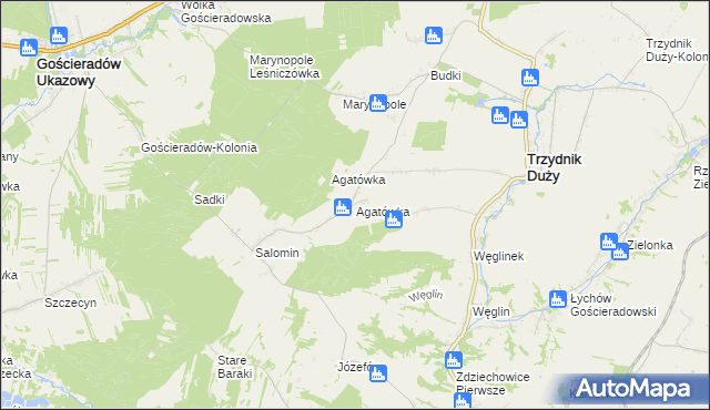 mapa Agatówka gmina Trzydnik Duży, Agatówka gmina Trzydnik Duży na mapie Targeo