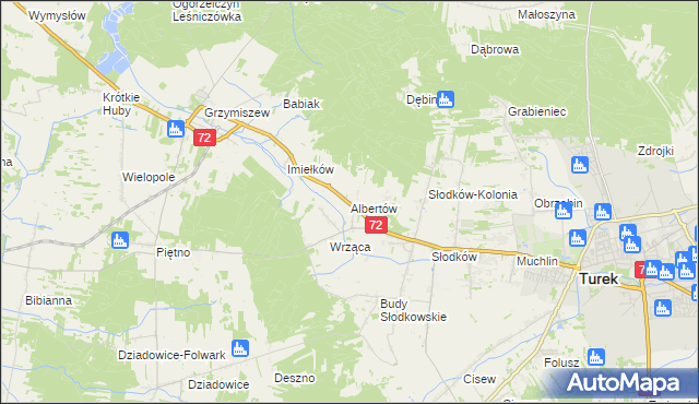 mapa Albertów gmina Turek, Albertów gmina Turek na mapie Targeo