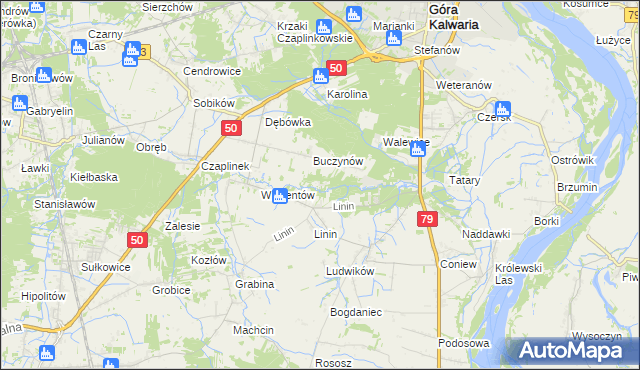 mapa Aleksandrów gmina Góra Kalwaria, Aleksandrów gmina Góra Kalwaria na mapie Targeo