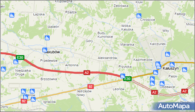 mapa Aleksandrów gmina Jakubów, Aleksandrów gmina Jakubów na mapie Targeo