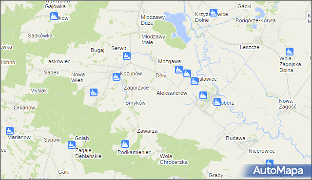 mapa Aleksandrów gmina Pińczów, Aleksandrów gmina Pińczów na mapie Targeo