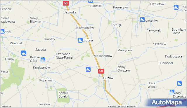 mapa Aleksandrów gmina Wiskitki, Aleksandrów gmina Wiskitki na mapie Targeo