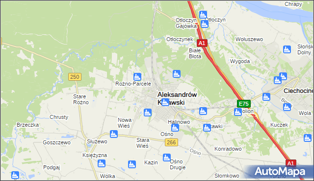 mapa Aleksandrów Kujawski, Aleksandrów Kujawski na mapie Targeo