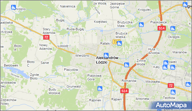 mapa Aleksandrów Łódzki, Aleksandrów Łódzki na mapie Targeo