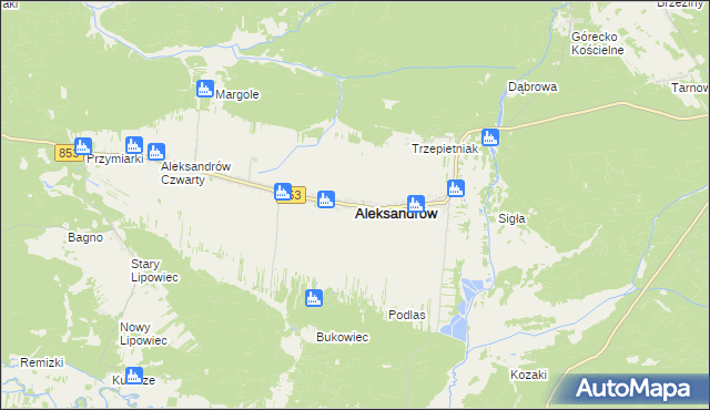 mapa Aleksandrów powiat biłgorajski, Aleksandrów powiat biłgorajski na mapie Targeo